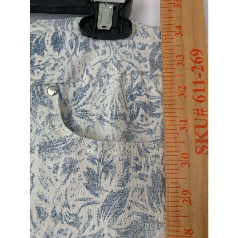 Mario Serrani Italy Light Blue Floral Cropped Pants Pockets Size L - Picture 8 of 10